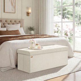Banco dobrável com espaço de arrumação e design rebatível 38 x 110 x 38 cm Creme