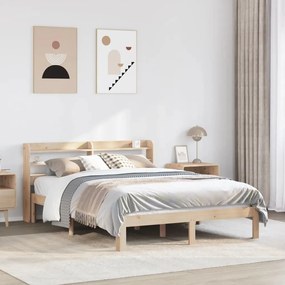 vidaXL Estrutura de cama com cabeceira 120x200 cm pinho maciço