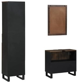 Conjunto de Móveis para Banheiro 3 pcs Castanho nozes