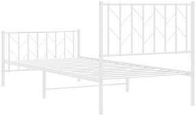 Estrutura de cama com cabeceira e pés 90x200 cm metal branco