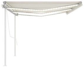 Toldo automático c/ LED e sensor de vento 6x3,5 m cor creme