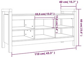 Banco de corredor 110x40x60 cm pinho maciço castanho mel