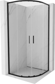 Mexen Exo cabine de duche semicircular deslizante 80 x 80 cm, transparente, preta - 8132-080-080-70-00