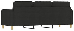 Sofá de 3 lugares tecido 180 cm preto