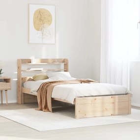 vidaXL Estrutura de cama com cabeceira 100x200cm pinho maciço