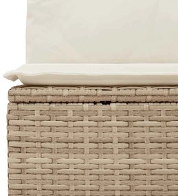 7 pcs conjunto sofás jardim com almofadões vime PE/acácia bege