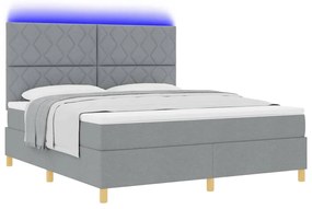 Cama Box Spring com Colchão e LED Cinza Claro 180x200 cm Tecido