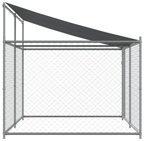 Jaula para cão com telhado/porta 4x2x2 m aço galvanizado cinza