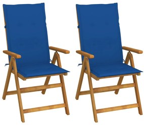 vidaXL Cadeiras jardim reclináveis c/ almofadões 2 pcs acácia maciça