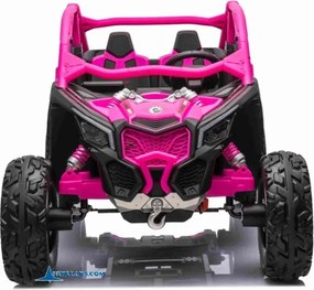 Carro elétrico para crianças 1 a 7 anos 24V 4x4 MP4 CAN-AM Maverick Buggy Rosa