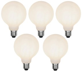 Conjunto de 5 Lâmpada LED E27 regulável em 3 etapas G95 vidro fosco 5W 550 lm 2700K