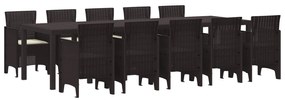 vidaXL Conjunto de Jantar para Jardim 11 pcs Marrom e Creme Vime