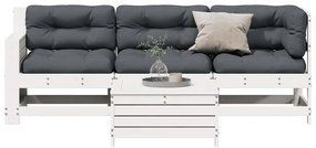 vidaXL 4 pcs conj. lounge de jardim c/ almofadões pinho maciço branco