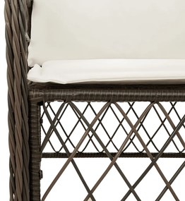 5 pcs conjunto jantar p/ jardim c/ almofadões vime PE castanho