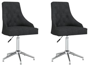 vidaXL Cadeiras de jantar giratórias 2 pcs tecido preto