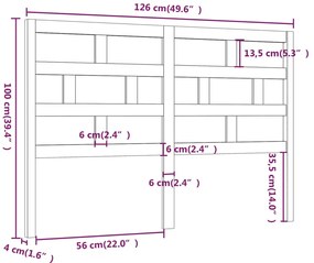 Cabeceira de cama 126x4x100 cm pinho maciço