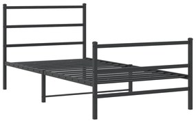 Estrutura de cama com cabeceira e pés 100x200 cm metal preto