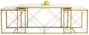 Conjunto de Mesas de Centro Defne – Travertino Dourado – Medidas: 100x