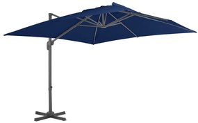 vidaXL Guarda-sol jardim cantilever c/ poste alumínio 3x3 m azul ciano