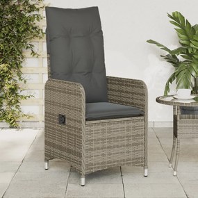 vidaXL Cadeiras jardim reclináveis 2 pcs c/ almofadões vime PE cinza