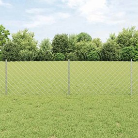 vidaXL Cerca de Cadeia com 22 Postes U Prata 0.6x25 m Aço