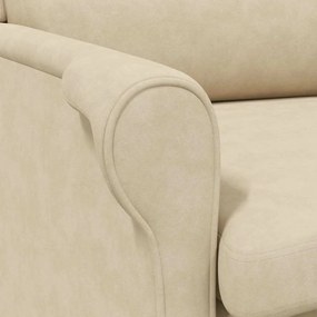 Poltrona Creme Creme Standard Tecido e Madeira
