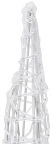 Pirâmide iluminação decorativa LEDs acrílico 60 cm branco frio