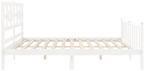 Cama sem colchão 200x200 cm madeira de pinho maciça branco