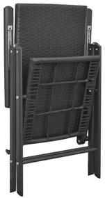 3 pcs conjunto de jantar para jardim preto