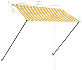 Toldo retrátil com LED 250x150 cm amarelo e branco