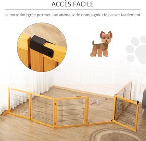 Barreira de segurança para cães 432 x 36 x 70 cm barreira dobrável de 6 painéis com pés amovíveis, amarela