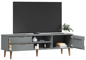 Móvel de TV Eva em Pinho Maciço - Cinzento - Design Escandinavo