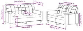 2 pcs conjunto de sofás com almofadas tecido cinzento-escuro