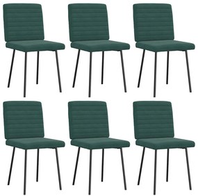 Cadeiras de jantar 6 pcs veludo verde-escuro
