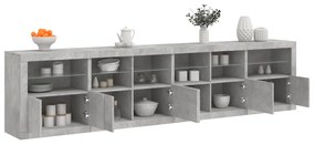 Aparador com luzes LED 283x37x67 cm cinzento cimento