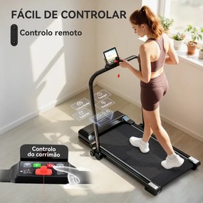 Passadeira Dobrável 2 em 1 Elétrica com 2,5HP 10 km/h Ecrã LED e Controlo Remoto 130x59x96 cm Preto e Azul