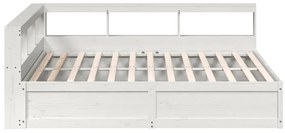 Cama com estante sem colchão 180x200 cm pinho maciço branco