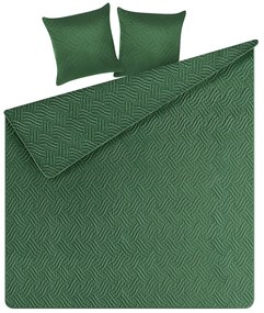 Colcha com relevo e duas almofadas verdes 220 x 240 cm BABAK Beliani