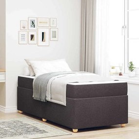vidaXL Estrutura da Cama com colchão Marrom Escuro 90 x 190 cm tecido