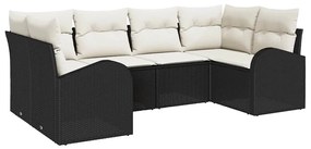 Conjunto de Sofá de Jardim de 6 Peças com Almofadas em Rattan Sintétic
