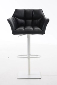 Banco de bar Damaso em couro sintético e com estrutura branca 64 x 88-113 x 45 cm Preto