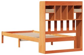 Cama c/ estante sem colchão 100x200cm pinho maciço castanho-mel