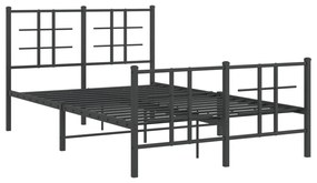 Estrutura de cama com cabeceira e pés 120x190 cm metal preto