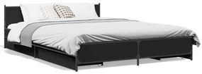 vidaXL Estrutura de cama c/ gavetas 120x200 cm derivados madeira preto