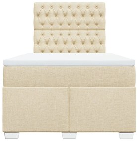 Cama boxspring com colchão 120x190 cm tecido cor creme