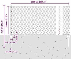 Postes de Cerca vidaXL 11 pcs U-Channel Cinza 80 cm Aço