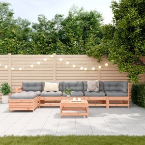 7 pcs conjunto lounge de jardim madeira de douglas maciça