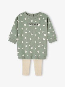Conjunto vestido + leggings para personalizar, para bebé verde-salva