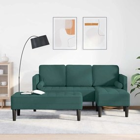 vidaXL Conjunto de Sofá 2 peças com Almofadas Tecido Verde Escuro