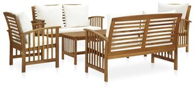 vidaXL 5 pcs conjunto lounge de jardim c/ almofadões acácia maciça